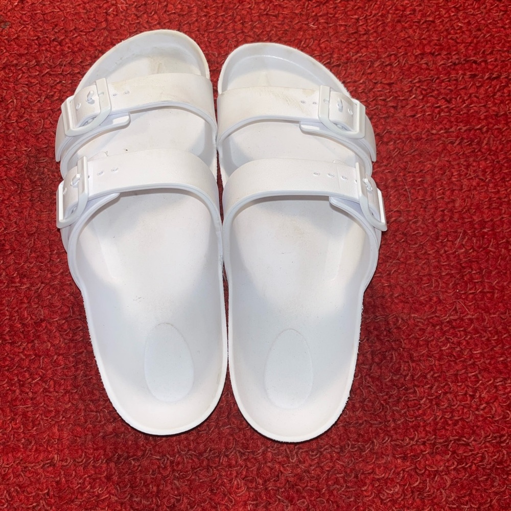Shade & Shore White Slide Sandals